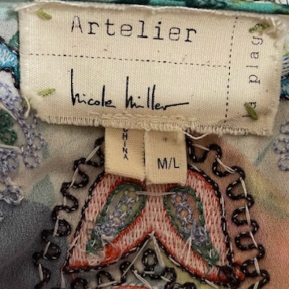 Nicole Miller Medium/Large Multi-Color Beaded Boho Tie Swim Coverup - Picture 6 of 8